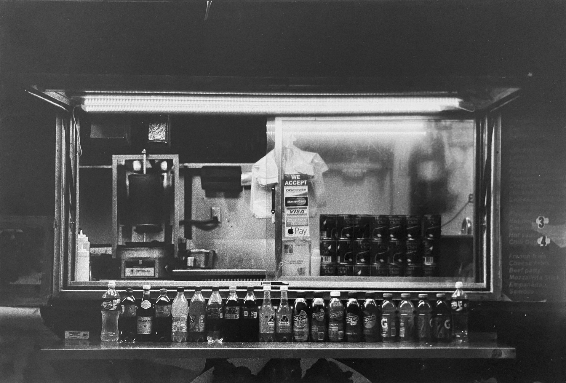 A food and/or beverage counter with beverages